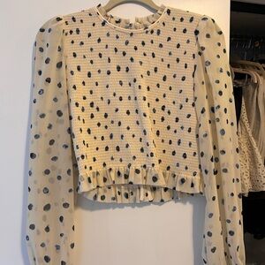 Polka Dot Sheer Sleeve Top